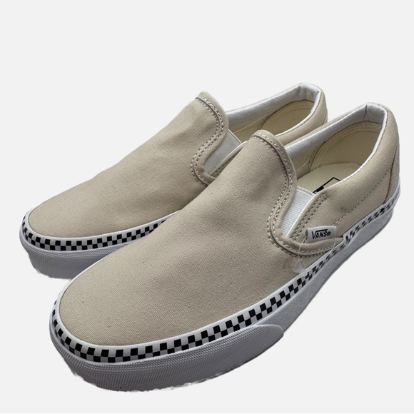 Vans Shoes - Vans NWOT beige classic slip ons with checker detail 6.5